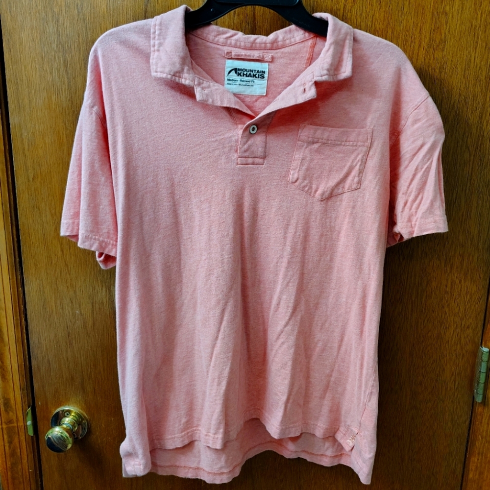Mountain Khakis Pink Polo Shirt Classic Style GUC.